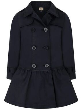 Armani Junior Girls Double Breasted Trench Coat, Navy, 10Y